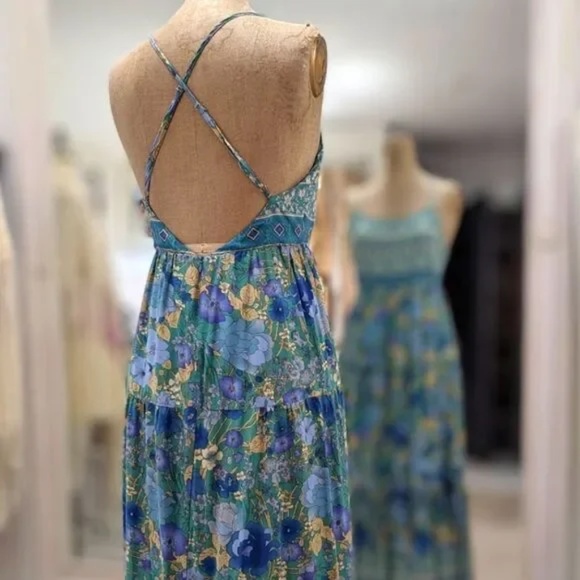 Lulus Green Multi Floral Print Maxi Dress - M - Picture 2 of 10